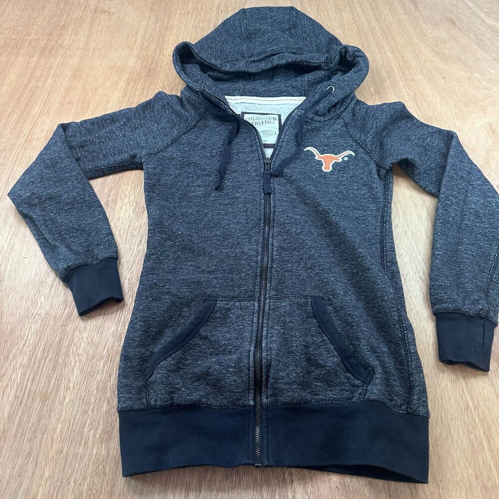 Colosseum Dark Gray Zip Hoodie with Small Orange Logo